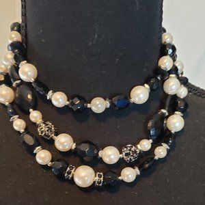 White House \Black Market 3-layer Necklace Black and White